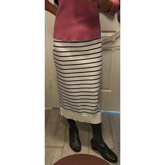 On 34th Macys Women White Navy Nautical Striped Sweater Midi Pencil Skirt XS NEW - Picture 10 of 12